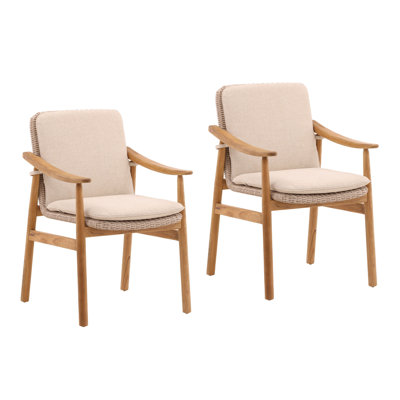 Wembley Olefin Fabric Outdoor Dining Chair, Beige (Set of 2) by Dovetail Furniture