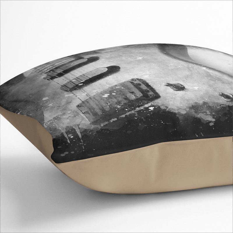 Electric Guitar Vol.2 Paint Splash Scatter Cushion, 40cm H x 40cm W x 15cm D, Stone