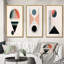 Visionary Retro Moon Geometric Minimalism - Transitional Art Set Of 3 Pieces-673264202-673264201