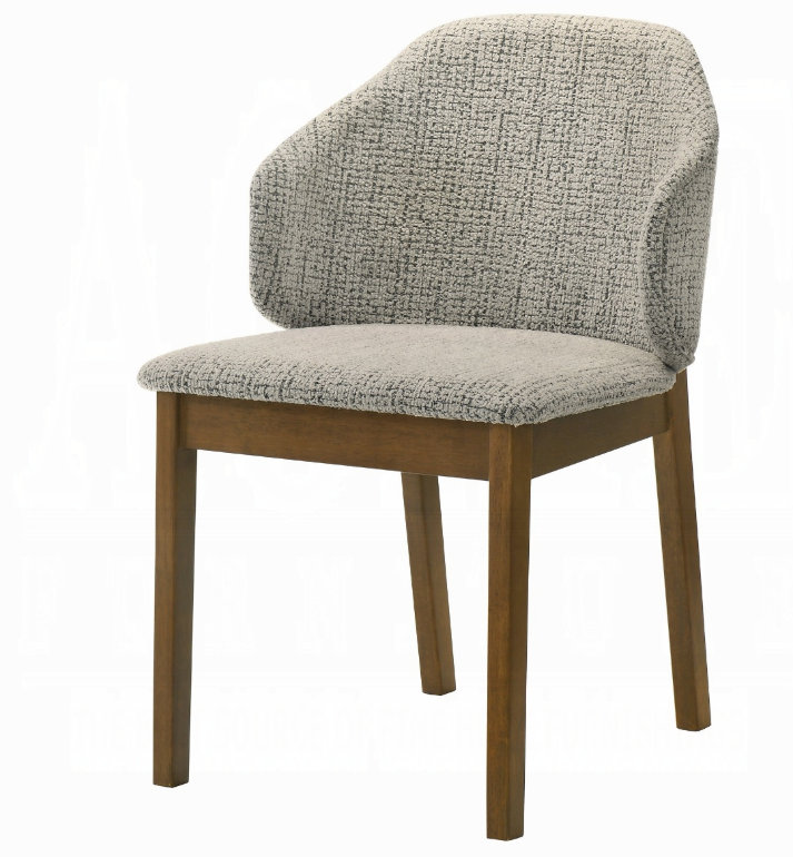 Chaise de salle à manger, l 22 po x H 21 po, chenille, bois synthétique, ensemble de 2, gris clair, avoine, noyer