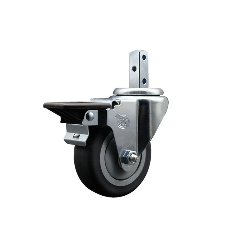 Thermoplastic Rubber Swivel Square Stem Caster Set with Brake
