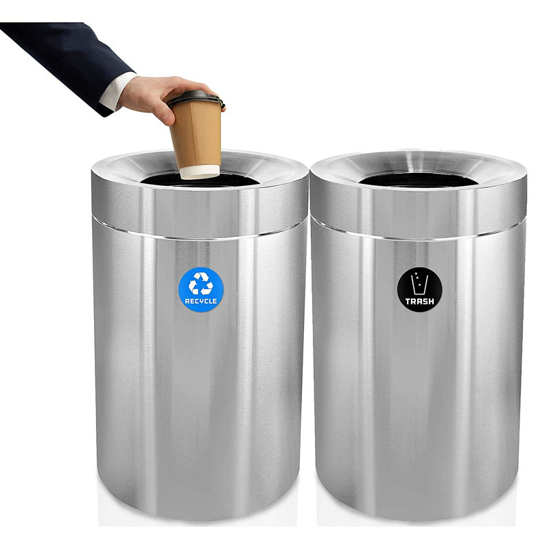 Poubelle de recyclage et poubelle en acier inoxydable 50 gallons, Acier inoxydable