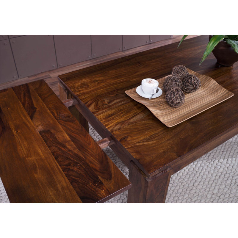 Metro Extendable Solid Wood Dining Table, H76 x L160 x W90cm, Brown