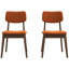 Chaise d'appoint à dossier solide en tissu Carlos (ensemble de 2) avec un design Mid-Century moderne et un revêtement confortable-584435749