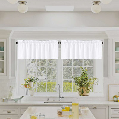 2 Panels Blackout Curtain Valances for Kitchen Windows/Bathroom/Living Room/Bedroom Privacy Decorative Rod Pocket Short Window Valance Curtains