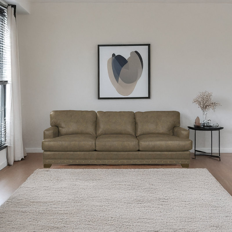 Canapé en cuir véritable Nixson, Taupe