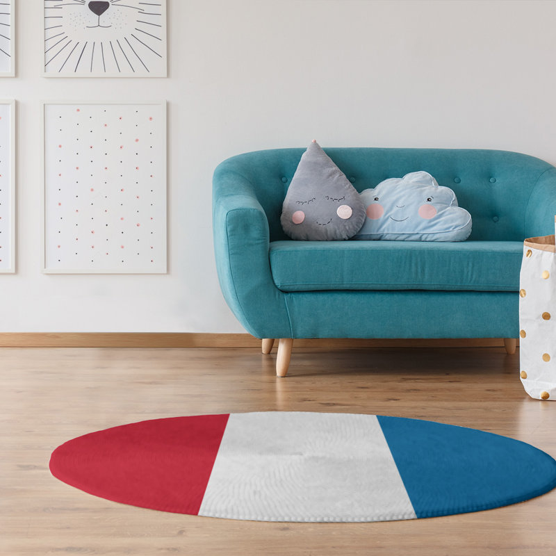 Tapis rouge/bleu, Rond 5 pi