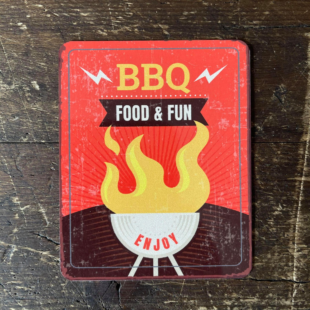 BBQ Food & Fun Enjoy - Metallschild Plaque