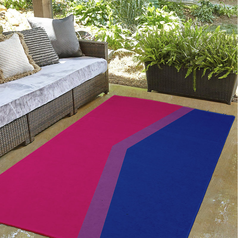 Tapis en chenille tissé à la machine en rose / bleu Samoni, Rectangle 5 pi x 7 pi