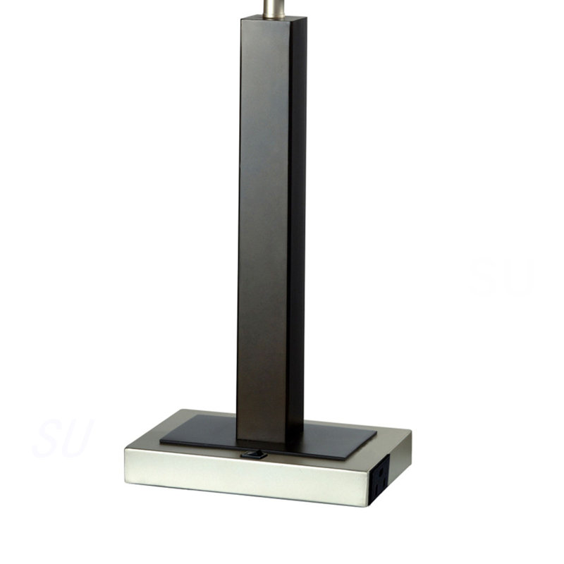 Lampe de table haute 30 po en métal et polyrésine avec finition espresso foncé, abat-jour en tissu