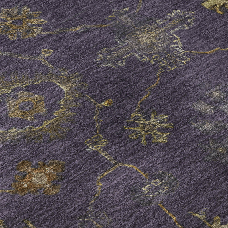 Premium Machine Washable Mayfield AMF2045 Global Rug, 8' x 10', Eggplant