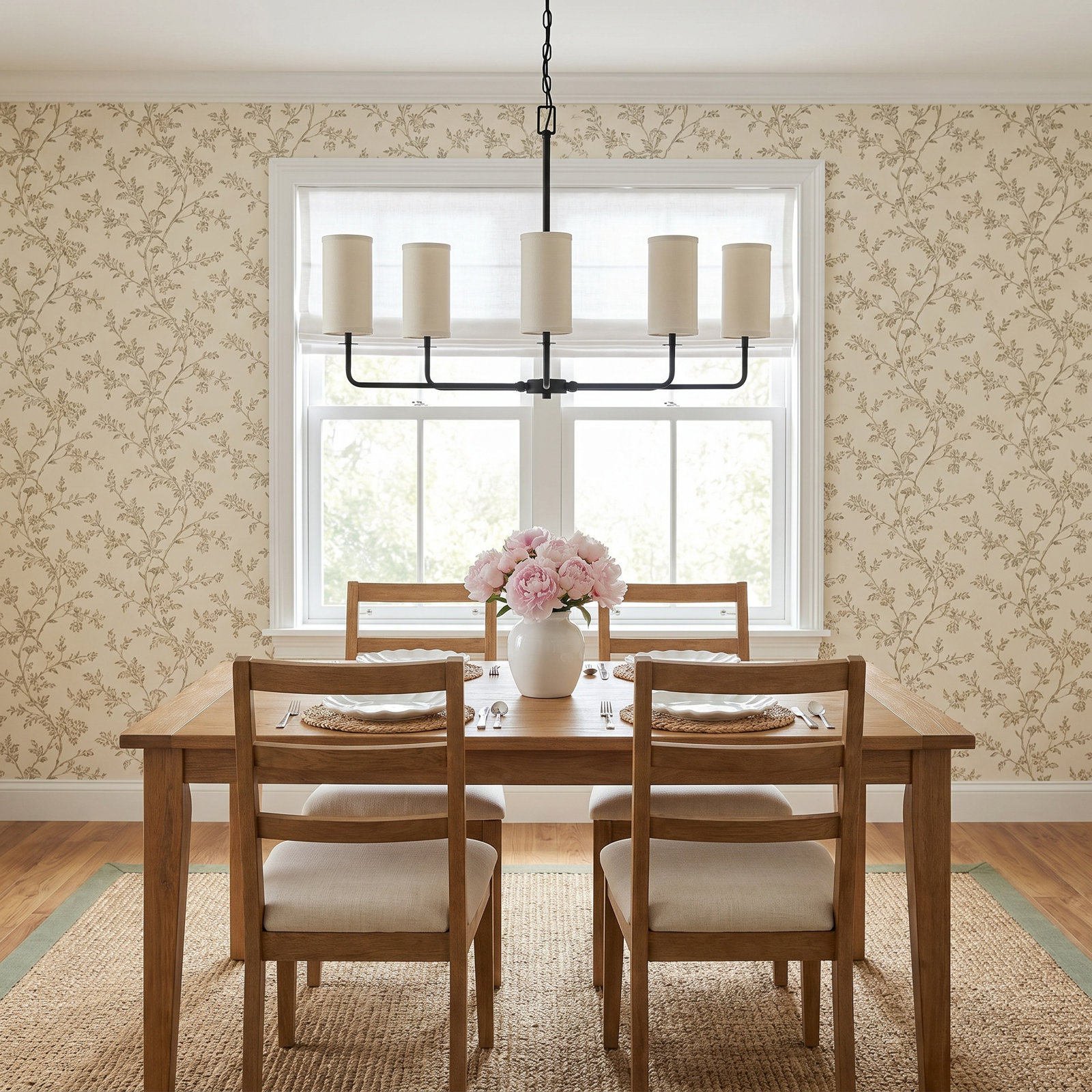 6 - Light Dimmable Chandelier, Matte Black