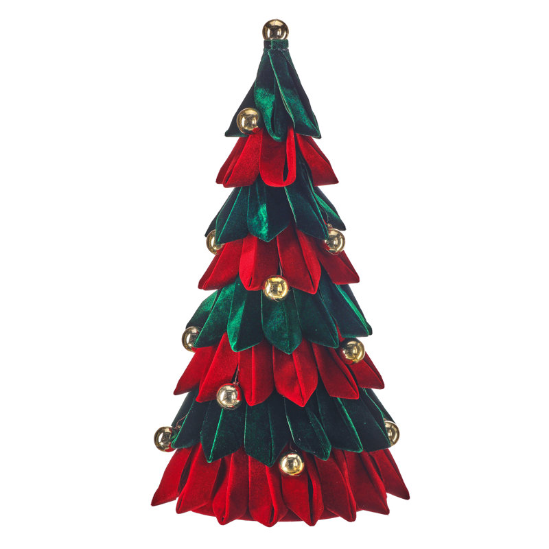 Arbre en velours 21 po avec ornements 21 po