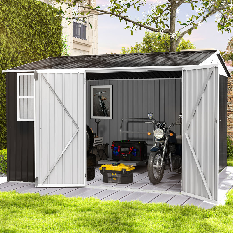 Large Tool Storage Shed with Window, 113.78" H x 92.52" W x 86.22" D