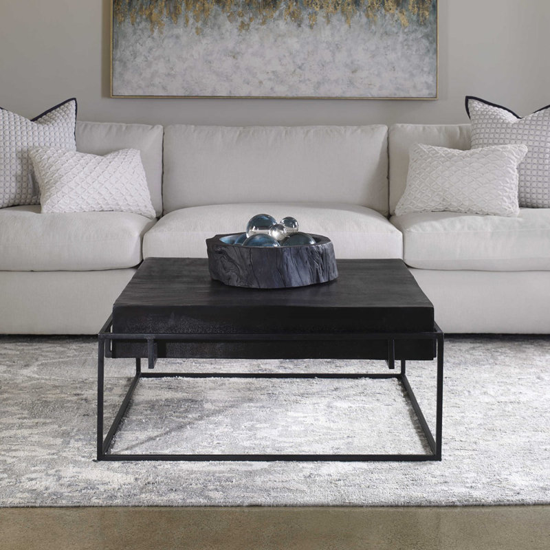 Telone Dark Oxidized Black Cast Aluminum and Iron Coffee Table