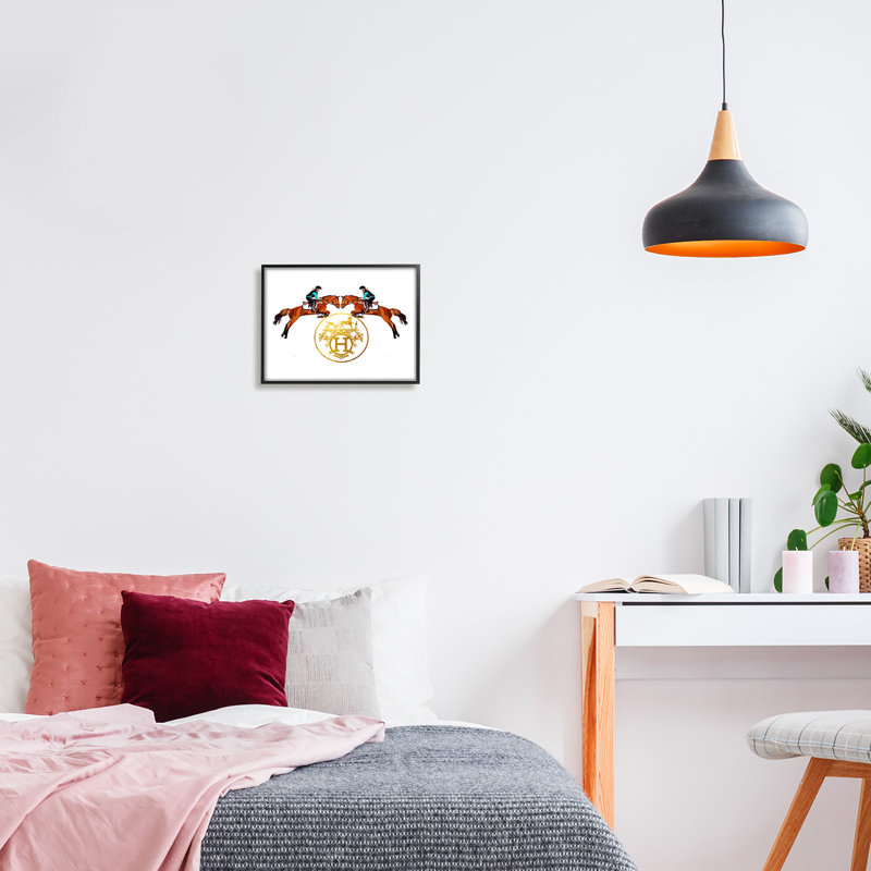 «Glam Emblem Polo Jockeys» par Amelia Noyes, reproduction de photo sur toile, Giclée encadrée noir minuit