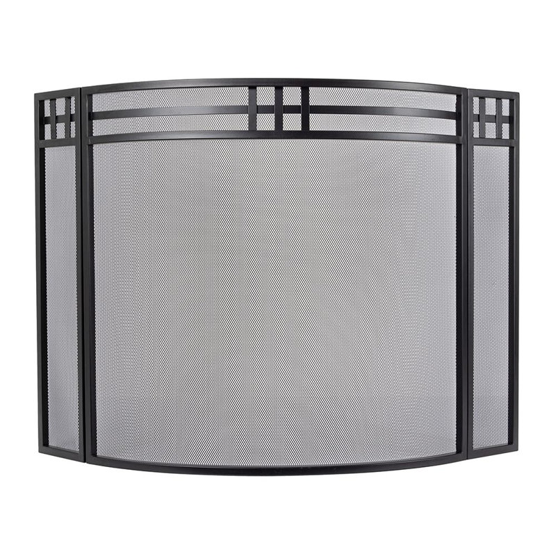 Mill Creek Black 3-Panel Mesh Fireplace Screen
