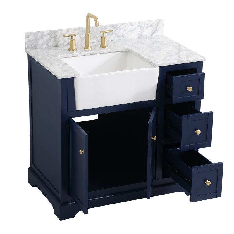 Ensemble de meuble-lavabo simple 36 po Pardue, Bleu