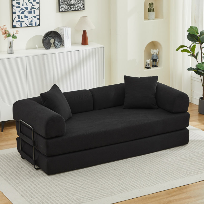 Canapé-lit pliant avec 2 coussins, Black