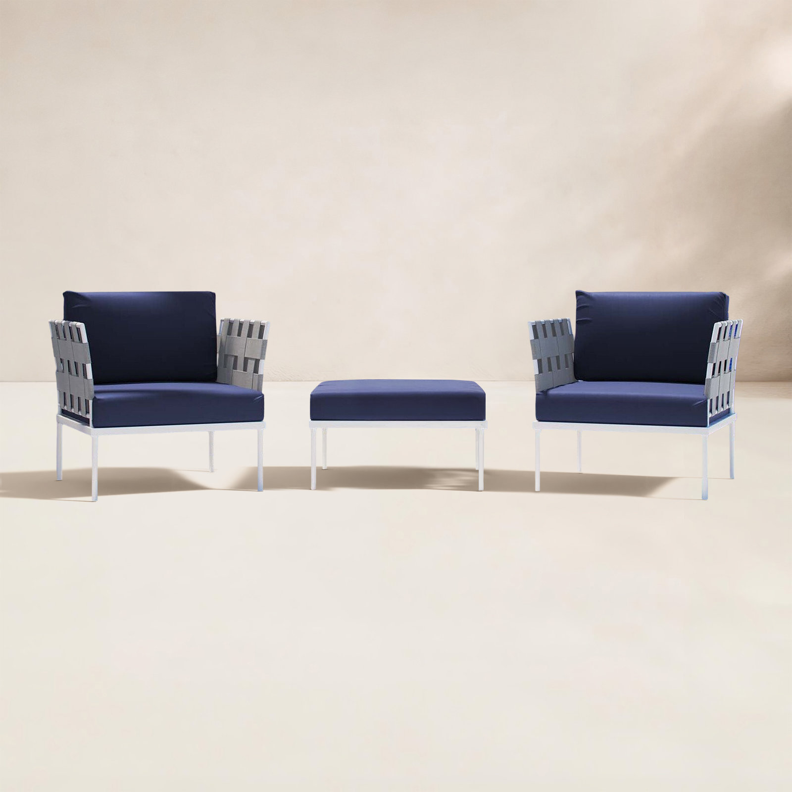 Harmony 3-piece Outdoor Patio Aluminum Set, Navy