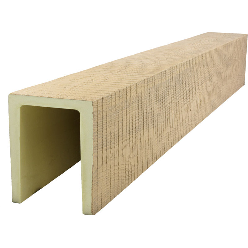 Poutre de plafond en faux bois à 3 côtés (poutre en U), H 5,5 po x l 3,5 po x P 96 po, Chêne blanc naturel
