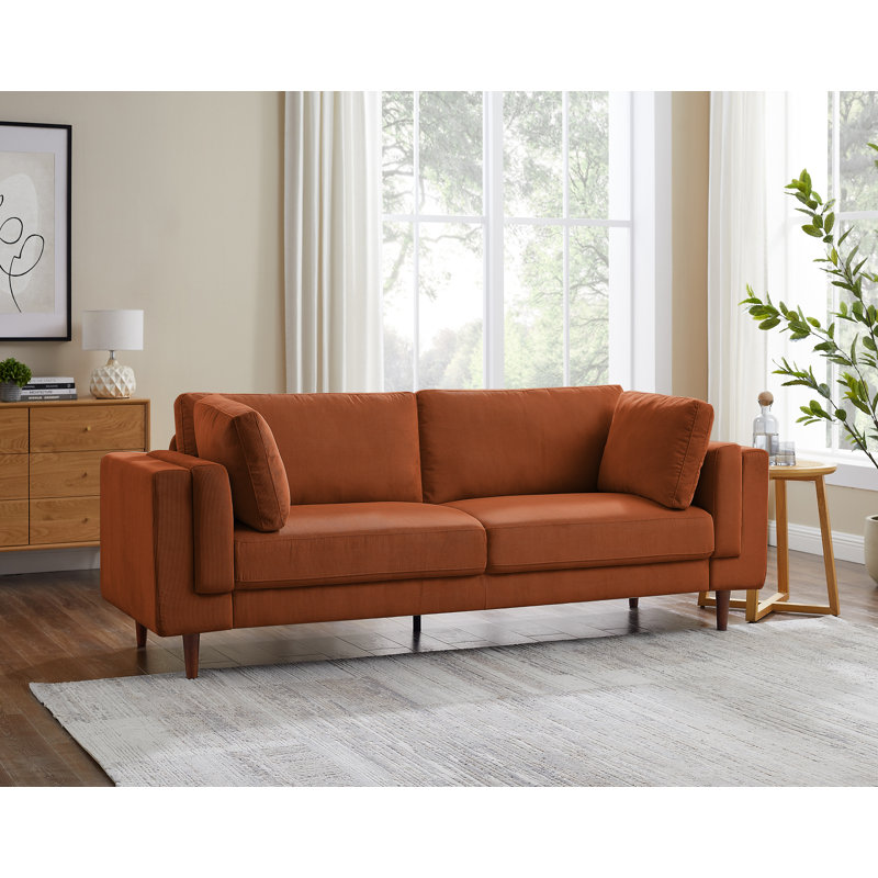 Kraz 215.9Cm Square Arms Sofa, Curry Corduroy