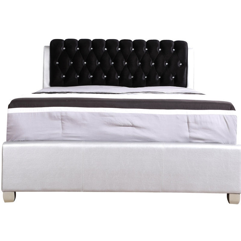 Très grand lit argenté avec structure - H 48 po x l 79 po x P 88 po pour chambre à coucher Allure