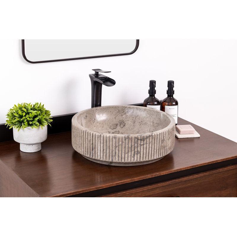 GA062 Natural Stone Vessel Bathroom Sink Circular Burj Goleta Marble