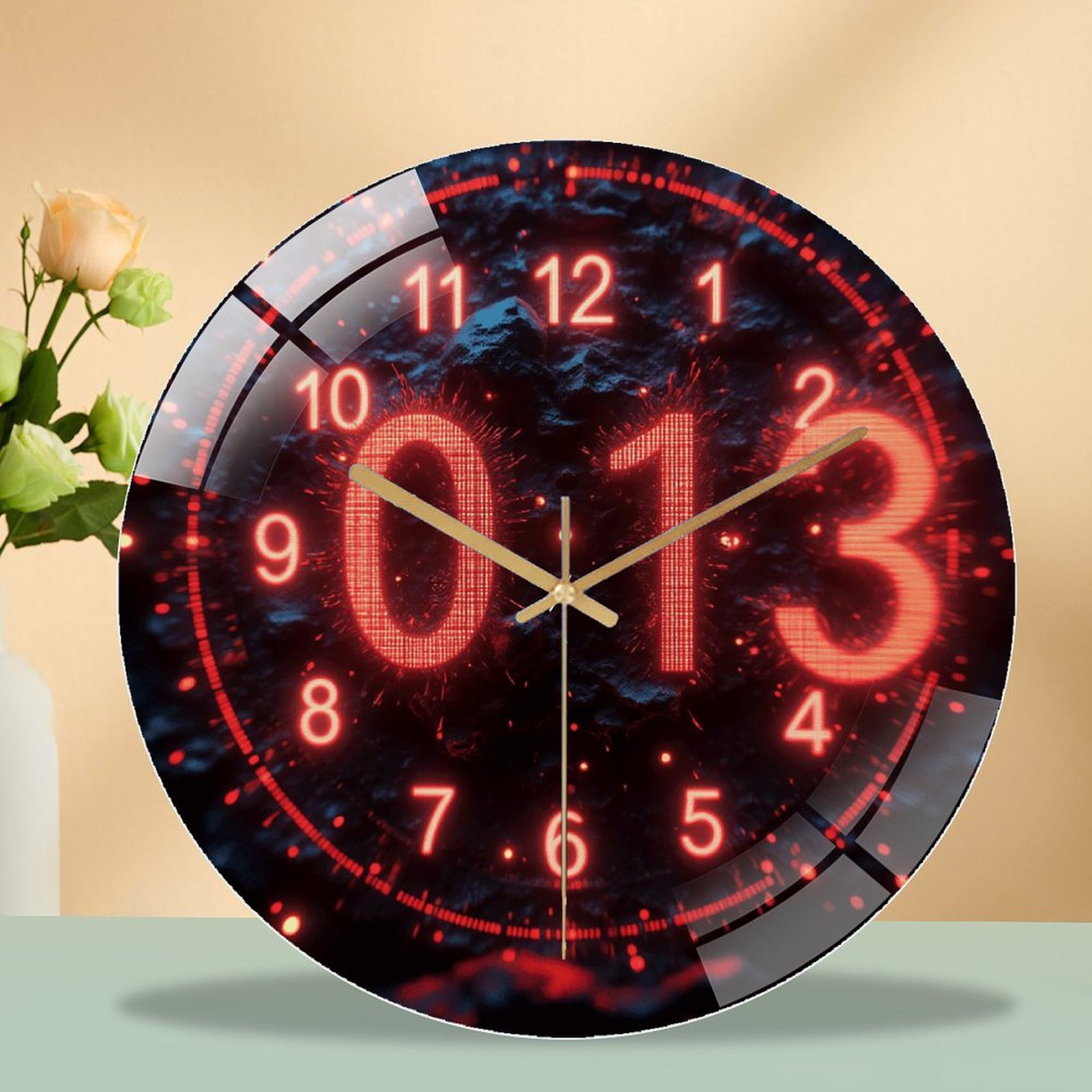 Dakota Fields 12" Round Tempered Glass Wall Clock with Silent Quartz ...