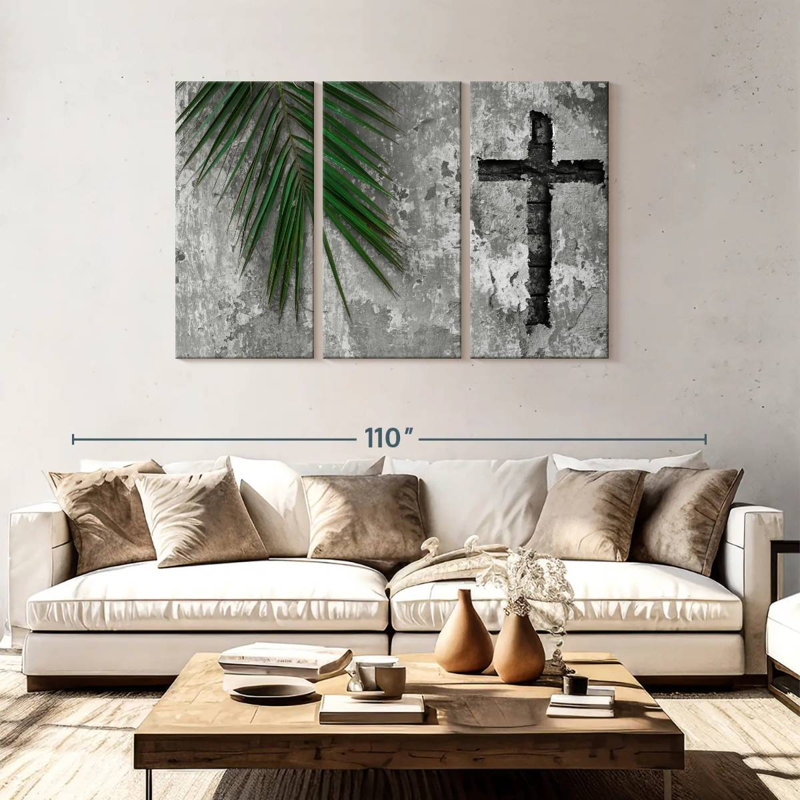 Adella Grunge Cross, 48" H x 74" W