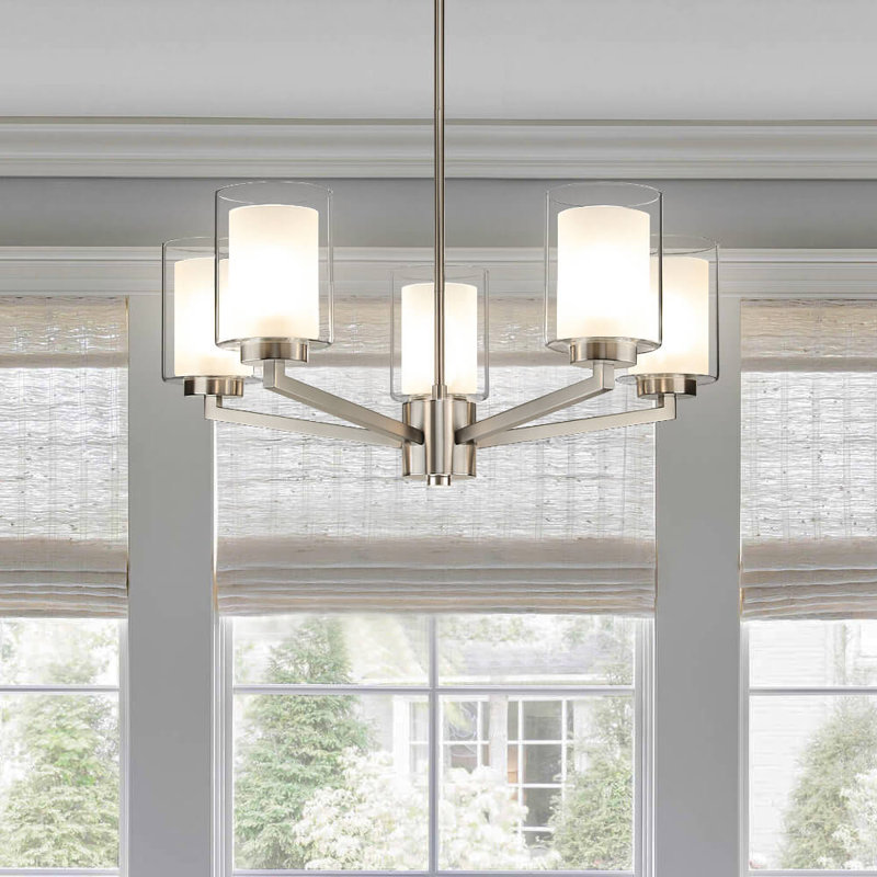 5 - Light Dimmable Classic / Traditional Chandelier, Brushed Nickel