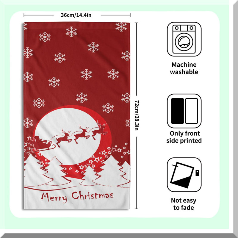 Festive Elk Snowflake Hand Towels - Soft, Super Absorbent, Multipurpose Set of 2 (28.3x14.4in) for Bathroom, Hotel, Gym, and Spa