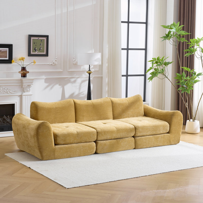 Canapé-lit modulaire, canapé-lit pliant convertible, Jaune