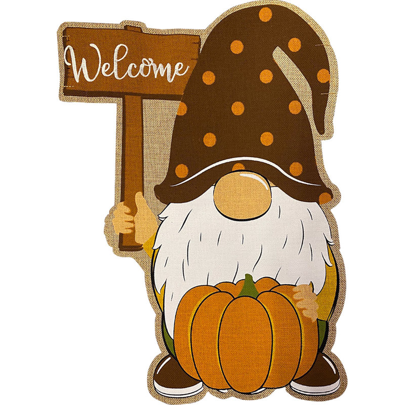 Fall Gnome Burlap House Flag