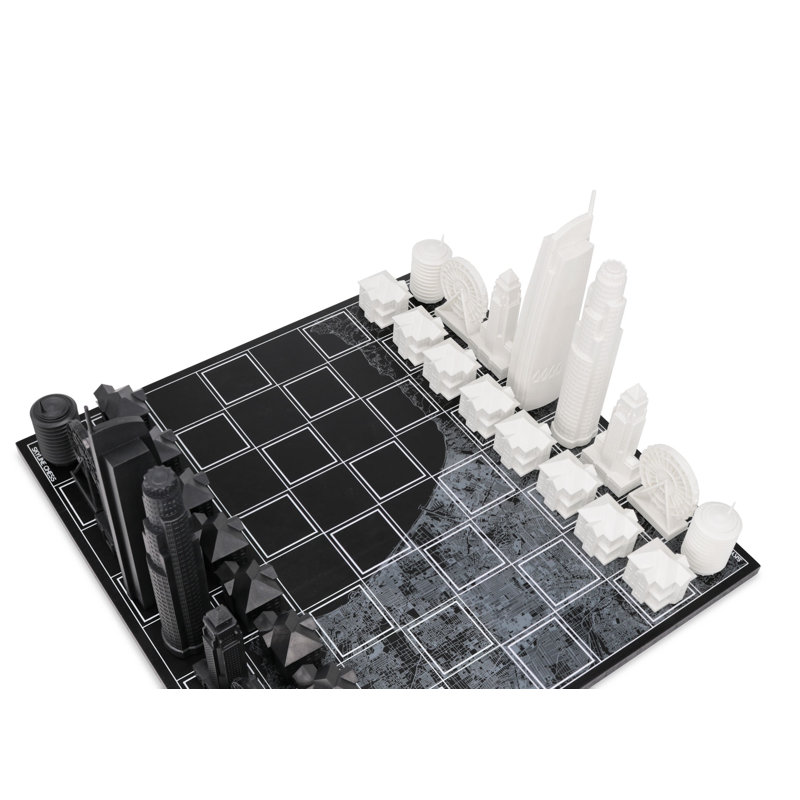 Acrylic LOS ANGELES Chess Set with Wood Map Board