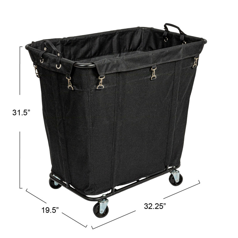 Rolling Laundry Hamper with Handles, Black