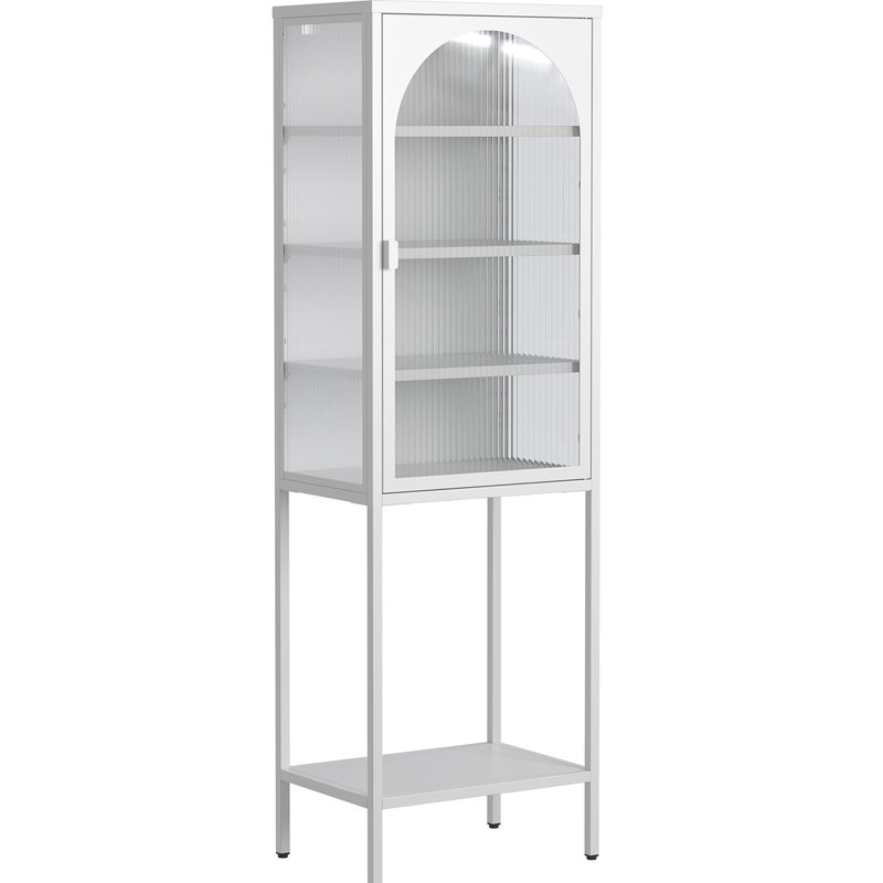 Armoire de rangement vitrée en métal, Blanc