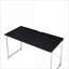Bureau, bureau d'écriture rectangulaire moderne avec structure en métal chromé et amp; Barre transversale en forme de X | Noir | Métal, bois synthétique