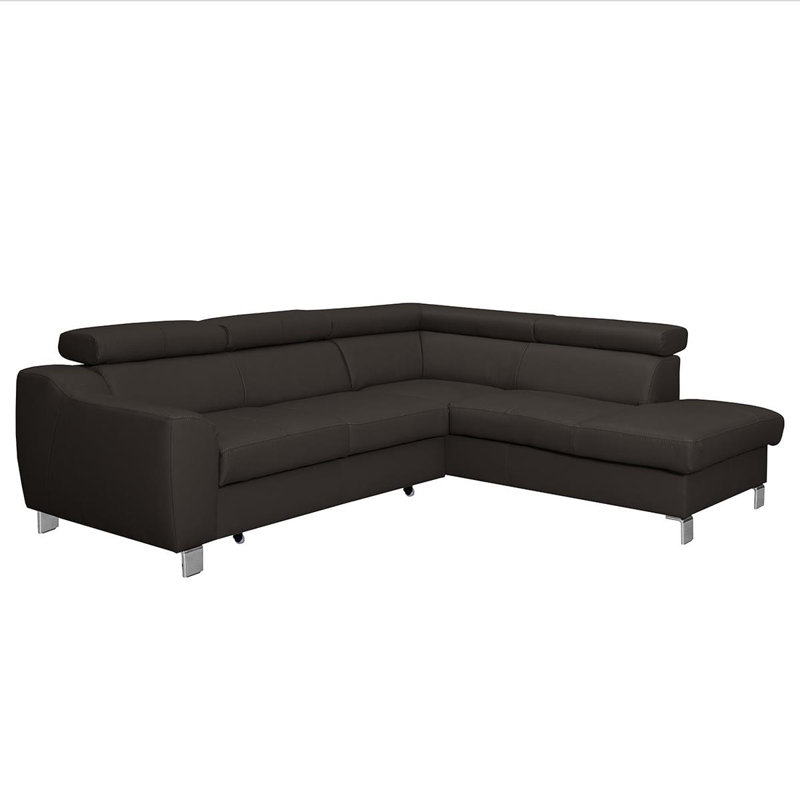 Avaiya Leather Corner Sofa with Sleeping Function and Storage, Yes, Right Hand Facing, Dark Brown