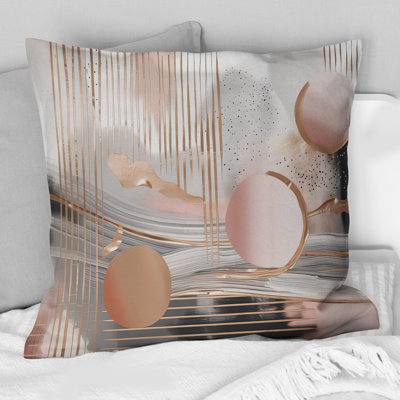 Coussin décoratif rose avec motif circulaire rose et chaos IV - formes modernes abstraites