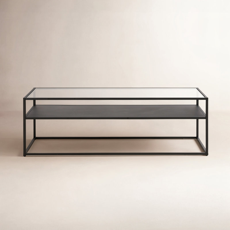 Duran Glass Top Single Coffee Table, 17" H x 46" W x 20" D