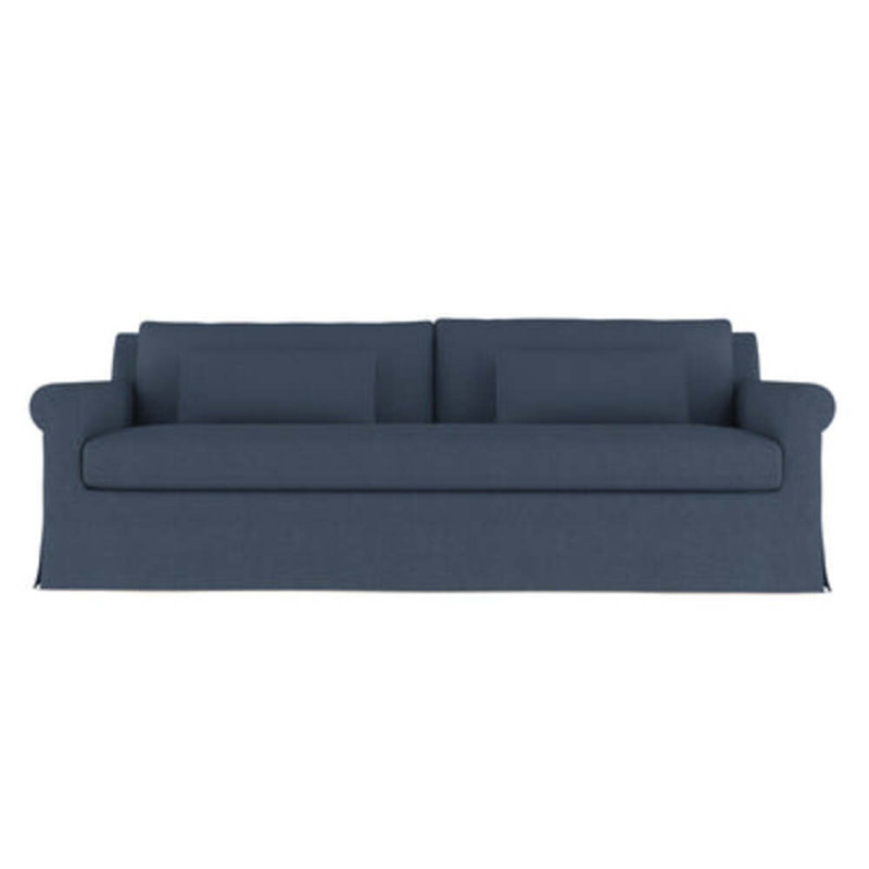 Canapé à accoudoirs arrondis Ludlow, H 34 po x l 84 po x P 42 po, Patiné, Lin à tissage carré jacinthe