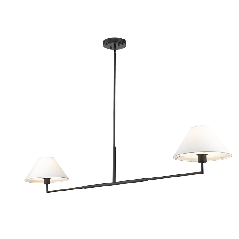Lustre à 2 lumières avec abat-jour Ryckman, Noir mat