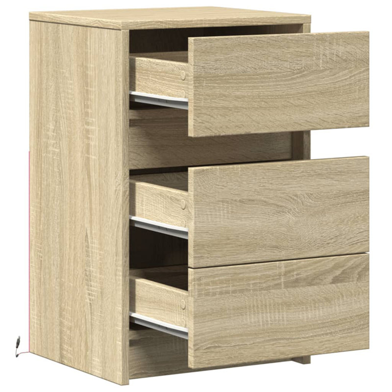 Dawens 38cm W Manufactured Wood Bedside Table, Sonoma Oak