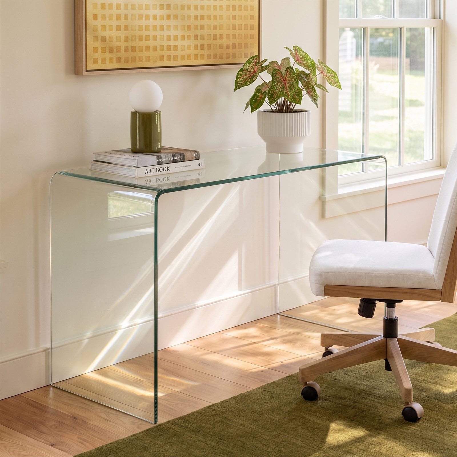 50" Writing Desk, Clear, 30" H x 43.29" W x 21.69" D