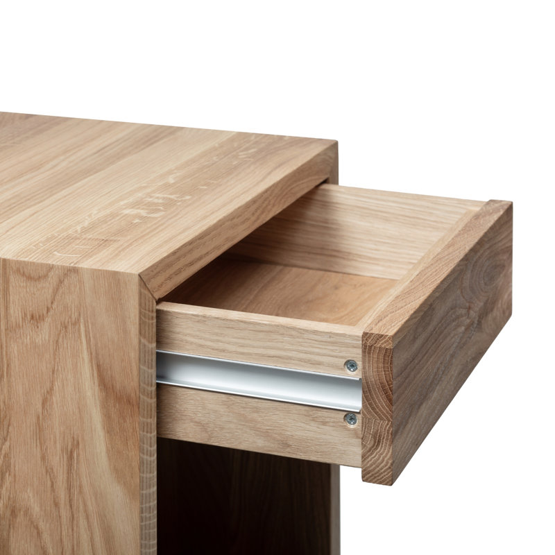 Eck - Scandinavian Style Oak Solid Wood Floating Nightstand With 1 Drawer