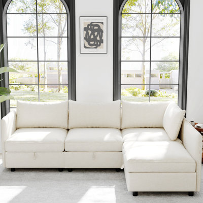 Modular Sectional Sofa, Convertible Sofa Seat With Storage, Sleeper Sectional Sofa Set, Fabric Flexible Modular Combinations For Living Room