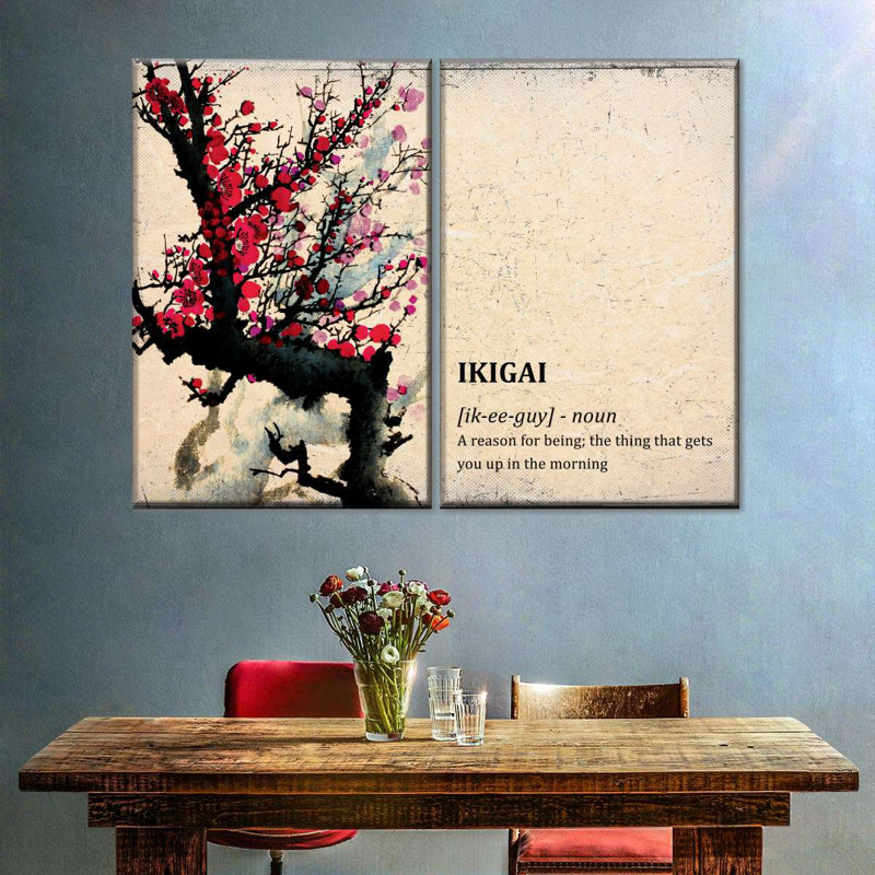 " Ikigai Definition Typography Multi Piece Canvas Print " 2 - Pieces, 48" H x 66" W x 1.25" D
