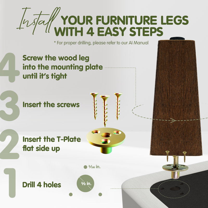 Abbye Wood Table Leg, 6" H x 3" W x 3" D