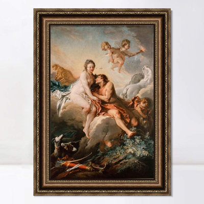 Art encadré, impression giclée Vénus et Mars par François Boucher, art mural, décorations de bureau à domicile (cadre doré en relief rétro, 24 po x 32 po)